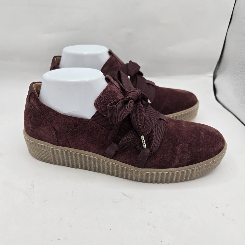 Gabor 33.333 Suede Bow Sneaker Merlot Burgundy Size 7 US / EUR 37